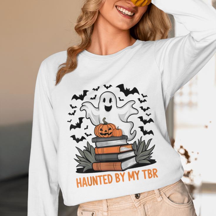 Haunted By My TBR Boo Halloween Book Lover Librarian Unisex Long Sleeve T-Shirt