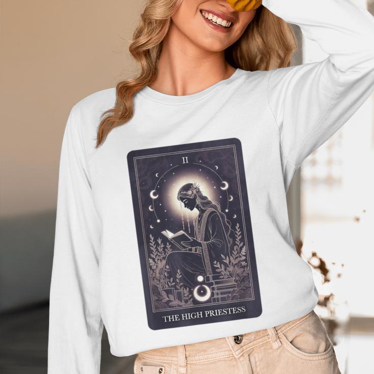 High Priestess Tarot Art Celestial Mystic Book Lover Unisex Long Sleeve T-Shirt
