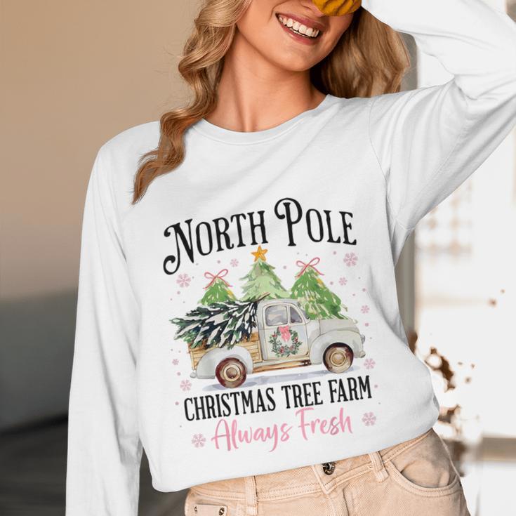 Holiday Scene Nostalgia North Pole Tree Farm Merry Christmas Unisex Long Sleeve T-Shirt Holiday Scene Nostalgia North Pole Tree Farm Merry Christmas Unisex Long Sleeve T-Shirt