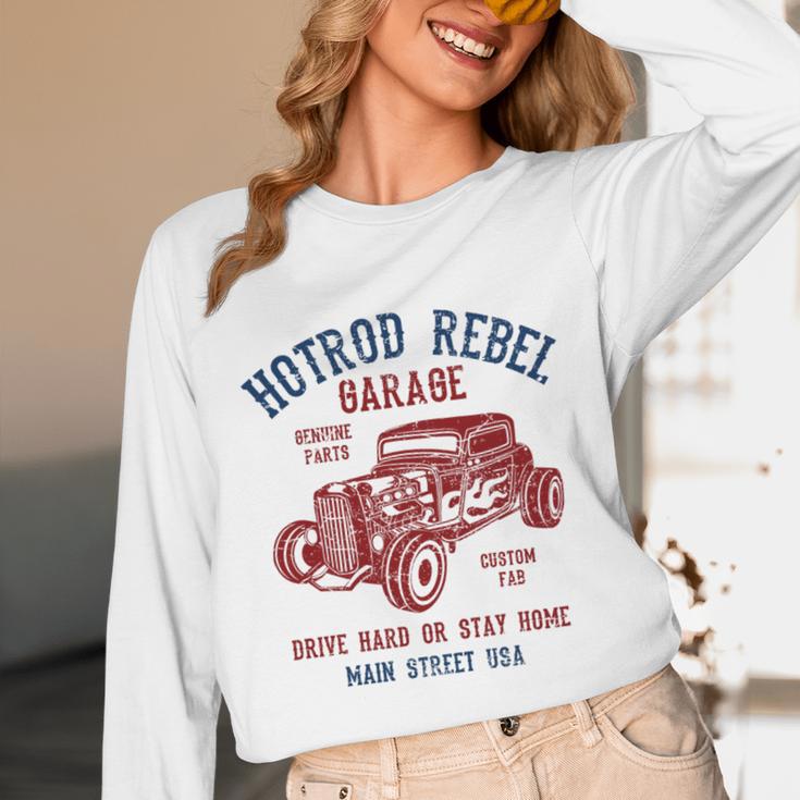 Hotrod Rebel Automotive Nostalgia Old Car Distressed Premium Tri-Blend Unisex Long Sleeve T-Shirt