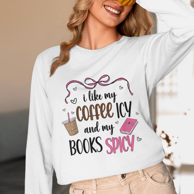 Iced Coffee & Reading Smut Books Girly Spicy Novels Unisex Long Sleeve T-Shirt