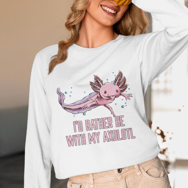 Id Rather Be With My Axolotl Salamander Introvert Unisex Long Sleeve T-Shirt Id Rather Be With My Axolotl Salamander Introvert Unisex Long Sleeve T-Shirt