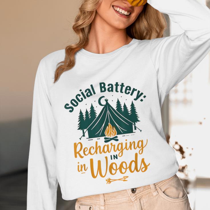 Introvert Camping Social Battery Recharging In The Woods Unisex Long Sleeve T-Shirt
