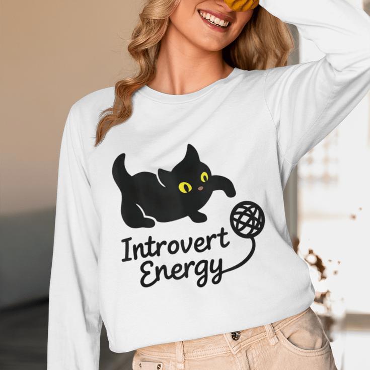 Introvert Energy Cat Love Cat Meme Unisex Long Sleeve T-Shirt