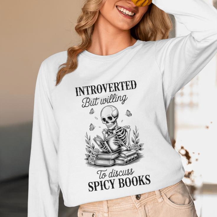 Introvert Read Spicy Books Lover Bookworm Skeleton Reading Unisex Long Sleeve T-Shirt Introvert Read Spicy Books Lover Bookworm Skeleton Reading Unisex Long Sleeve T-Shirt