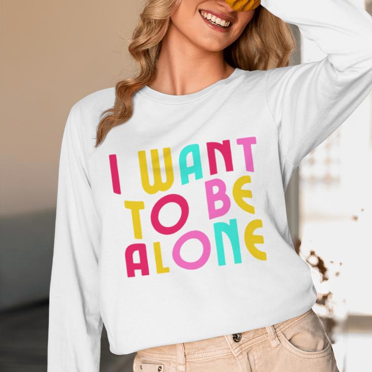 Introvert I Want To Be Alone Retro Wavy Unisex Long Sleeve T-Shirt