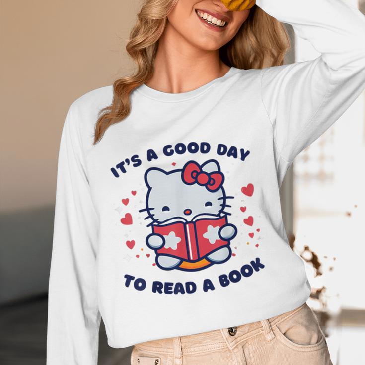 It's a Good Day To Read a Book Cute Cat Book Day Girls Boys Unisex Long Sleeve T-Shirt
