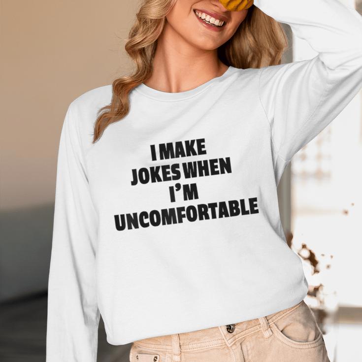 I Make Jokes When Im Uncomfortable Sarcastic Introvert Raglan Baseball Tee Unisex Long Sleeve T-Shirt