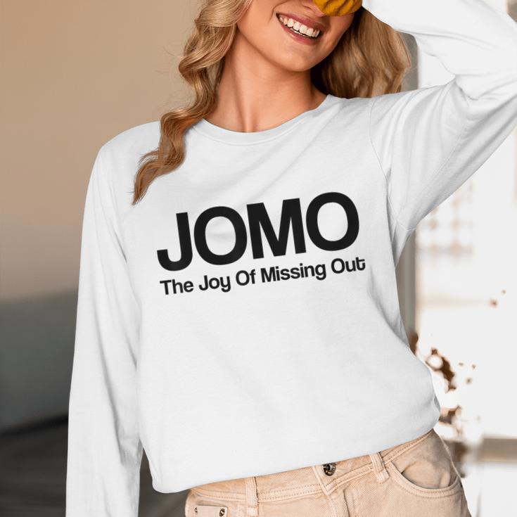 JOMO Joy Of Missing Out Fomo Fear Cozy Introvert Joke Unisex Long Sleeve T-Shirt JOMO Joy Of Missing Out Fomo Fear Cozy Introvert Joke Unisex Long Sleeve T-Shirt