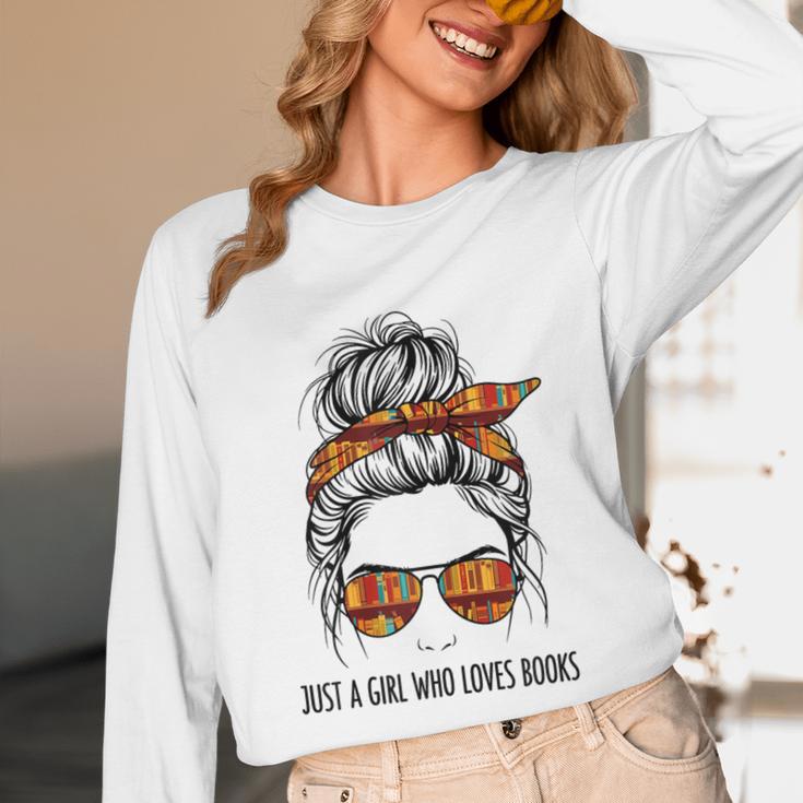 Just a Girl Who Loves Books Pajamas Shirt Reading Book Lover Unisex Long Sleeve T-Shirt