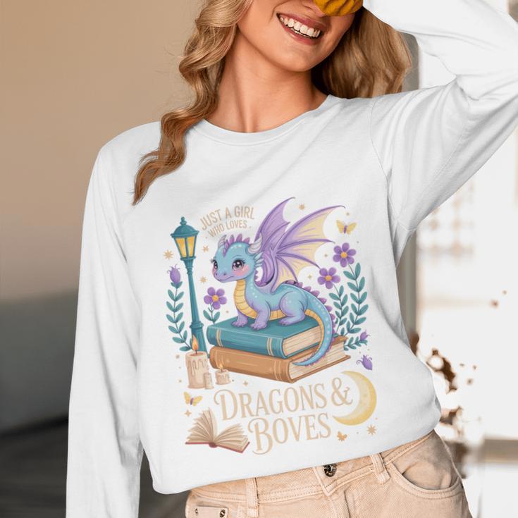 Just a Girl Who Loves Dragons & Books Reader Fantasy Fun Premium Tri-Blend Unisex Long Sleeve T-Shirt