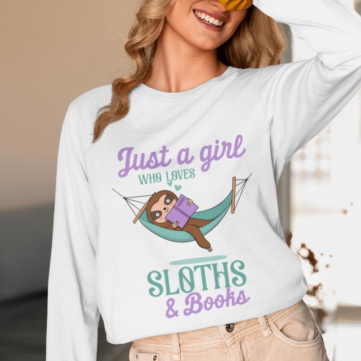Just a Girl Who Loves Sloths And Books Unisex Long Sleeve T-Shirt