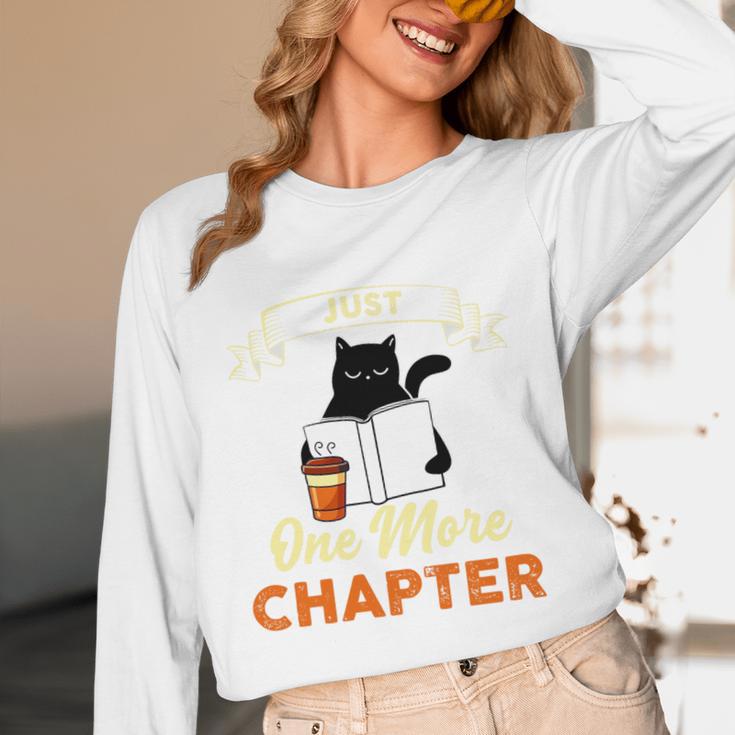 Just One More Chapter Fun Cat Coffee Reading Book Premium Tri-Blend Unisex Long Sleeve T-Shirt