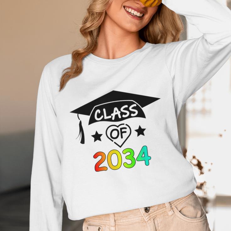 K -12th Grade Hand Prints Space Graduation Class Of 2034 Unisex Long Sleeve T-Shirt