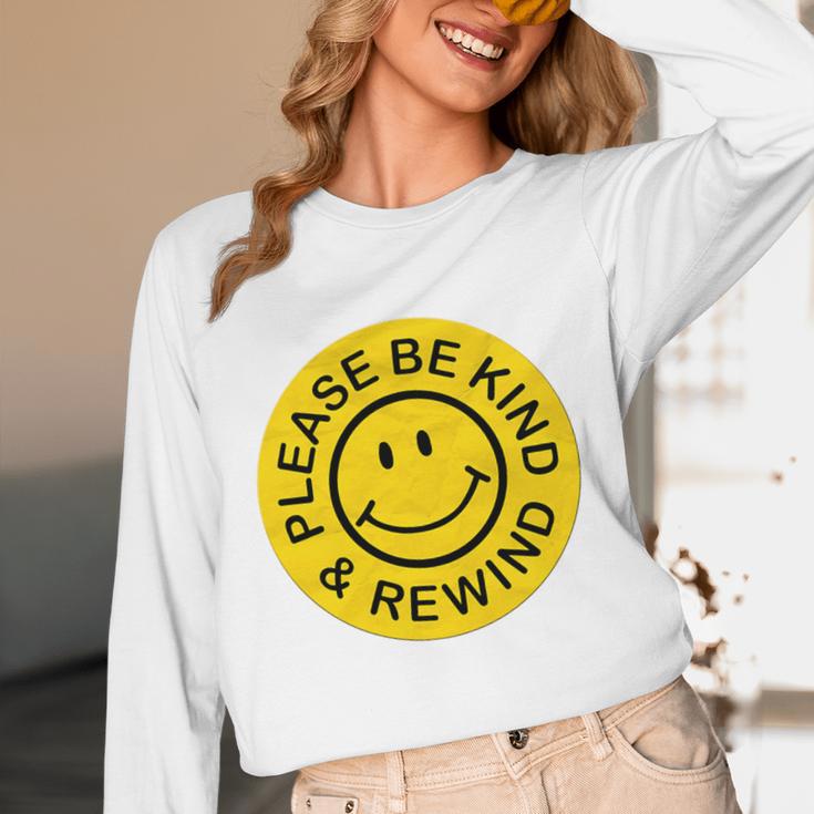 Be Kind Rewind Shirt Retro Nostalgia Sticker 80s 90s Tee Premium Tri-Blend Unisex Long Sleeve T-Shirt