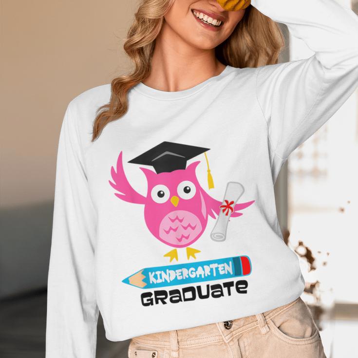 Kindergarten Graduation Tee Shirt Pink Owl T-Shir Unisex Long Sleeve T-Shirt