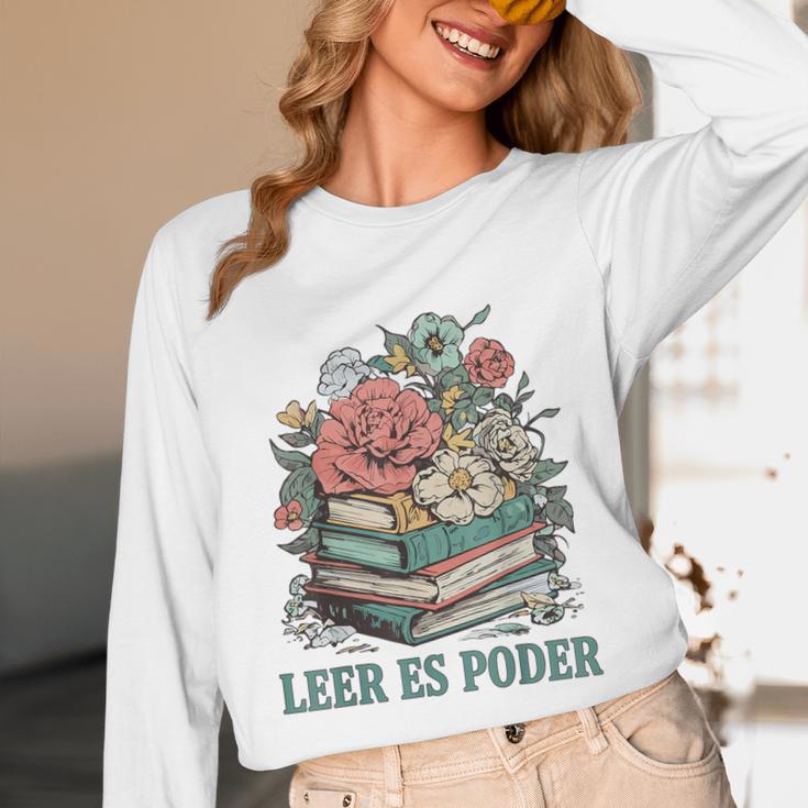 Leer ES Poder Cute Floral Spanish Teacher Book Reading Unisex Long Sleeve T-Shirt Leer ES Poder Cute Floral Spanish Teacher Book Reading Unisex Long Sleeve T-Shirt