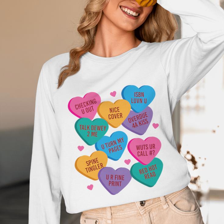 Librarian Shirt Valentines Book Worm Reading Tshirt Premium Tri-Blend Unisex Long Sleeve T-Shirt