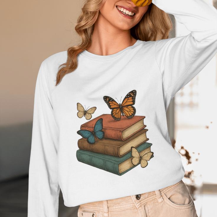 Life Is Better With Butterflies And Books Cute Butterfly Unisex Long Sleeve T-Shirt
