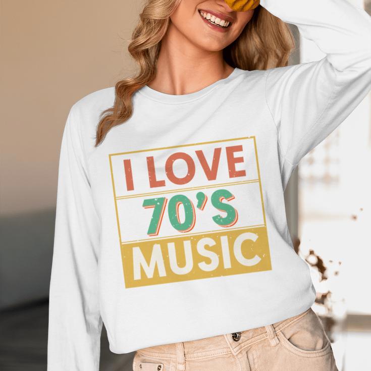 I Love 70's Music Retro Style Nostalgia Vibe 1970 70's Party Unisex Long Sleeve T-Shirt