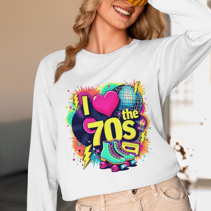 I Love The 70s Retro Cassette Roller Vinyl Nostalgia Vibes Premium Tri-Blend Unisex Long Sleeve T-Shirt
