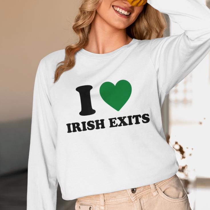 I Love Irish Exits St Patrick's Day Introvert Party Unisex Long Sleeve T-Shirt