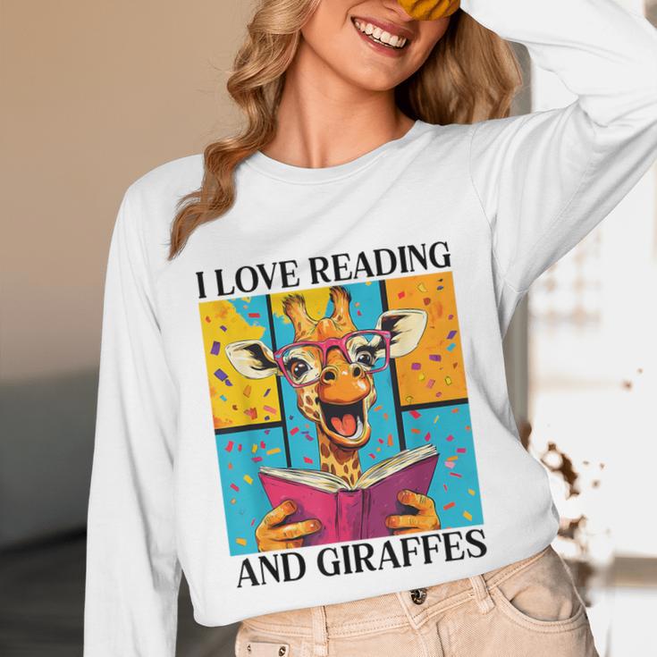 Love Reading And Giraffes Cute Giraffe Reading Book Lovers Unisex Long Sleeve T-Shirt
