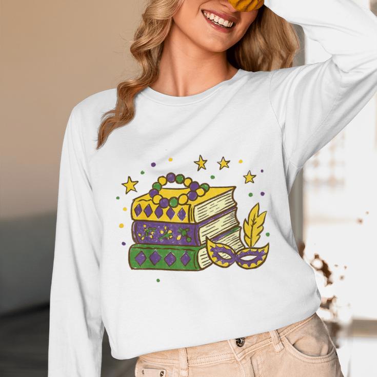 Mardi Gras Book Lover Reading Reader Men Women Kids Unisex Long Sleeve T-Shirt