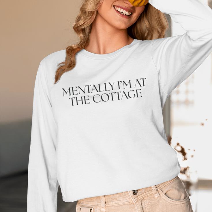 Mentally I'm At The Cottage Bookish Romance Book Lover Unisex Long Sleeve T-Shirt