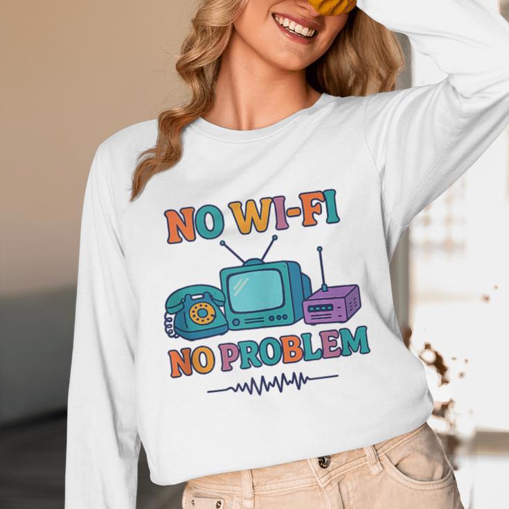 No Wi-Fi No Problem – Retro Dial Up Tech Nostalgia Unisex Long Sleeve T-Shirt