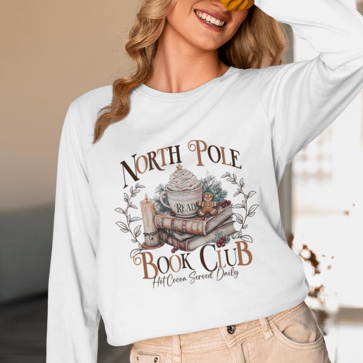 North Pole Book-Club Hot Cocoa Served Daily Christmas Book Unisex Long Sleeve T-Shirt