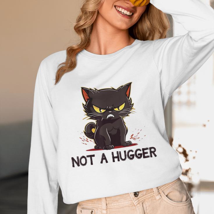 Not A Hugger Tee Angry Cat Sarcastic Cute Introvert Unisex Long Sleeve T-Shirt Not A Hugger Tee Angry Cat Sarcastic Cute Introvert Unisex Long Sleeve T-Shirt
