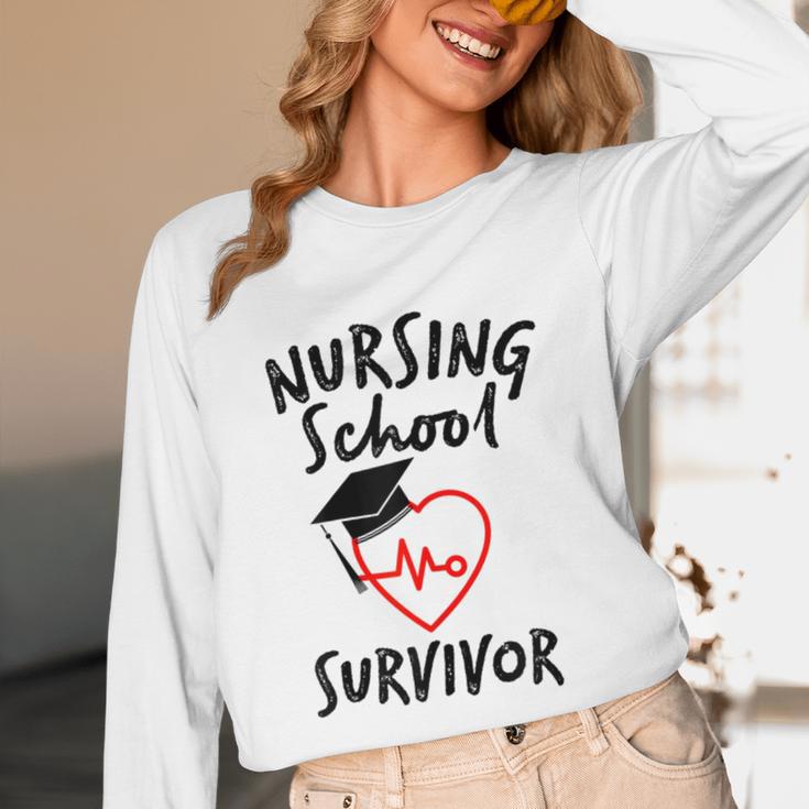 Nursing School Survivor Women Graduation RN Gift Shirt Unisex Long Sleeve T-Shirt