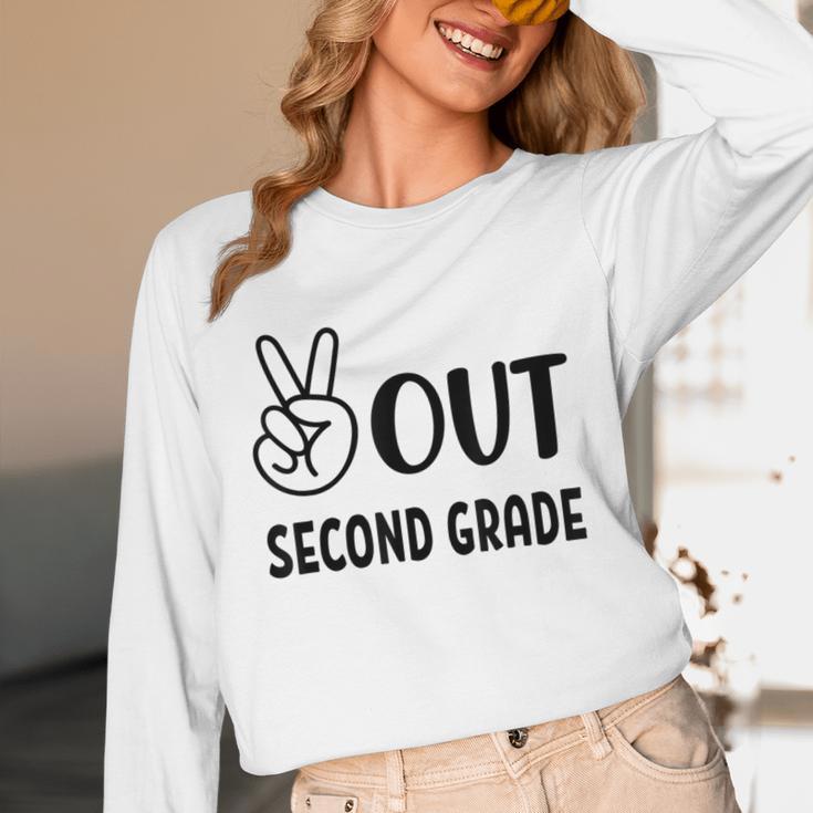 Peace Out Second Grade Last Day Of School Graduation Kids Unisex Long Sleeve T-Shirt