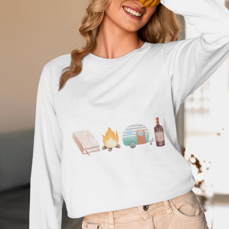 The Perfect Weekend Camping Essentials Wine Books Campfire Unisex Long Sleeve T-Shirt The Perfect Weekend Camping Essentials Wine Books Campfire Unisex Long Sleeve T-Shirt