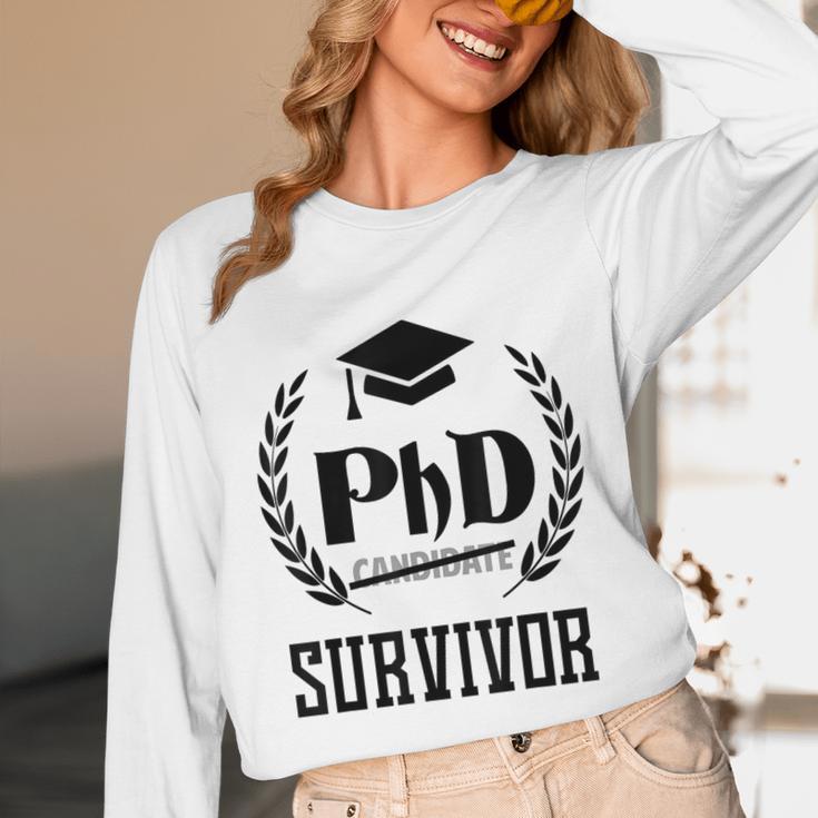PHD Survivor T-Shirt Graduation Student Teacher For Men Women Kids Unisex Long Sleeve T-Shirt