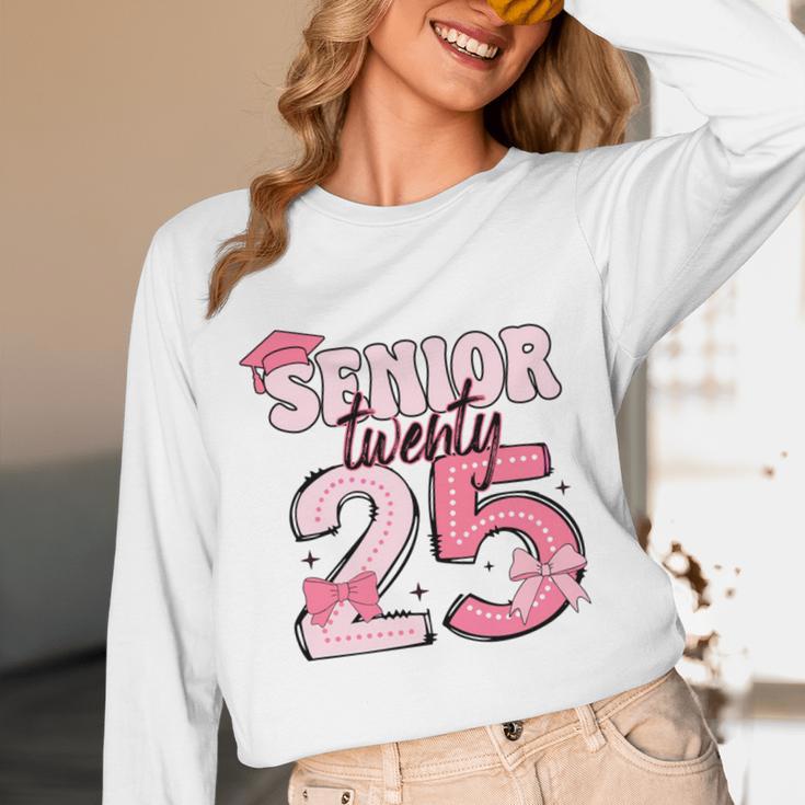 Pink Coquette Bow Senior 2025 Back To School Graduation Girl Unisex Long Sleeve T-Shirt