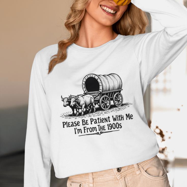 Please Be Patient With Me I'm From The 1900s Oxen And Wagon Premium Unisex Long Sleeve T-Shirt Please Be Patient With Me I'm From The 1900s Oxen And Wagon Premium Unisex Long Sleeve T-Shirt