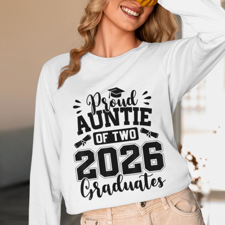 Proud Auntie Of Two 2026 Graduates Graduation Unisex Long Sleeve T-Shirt