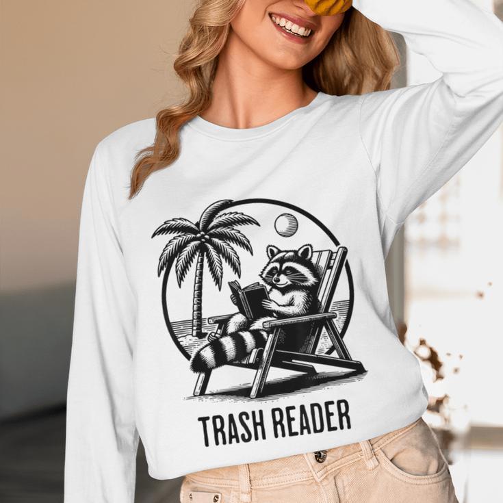 Raccoon Reading Books Summer Humor Trash Reader Unisex Long Sleeve T-Shirt