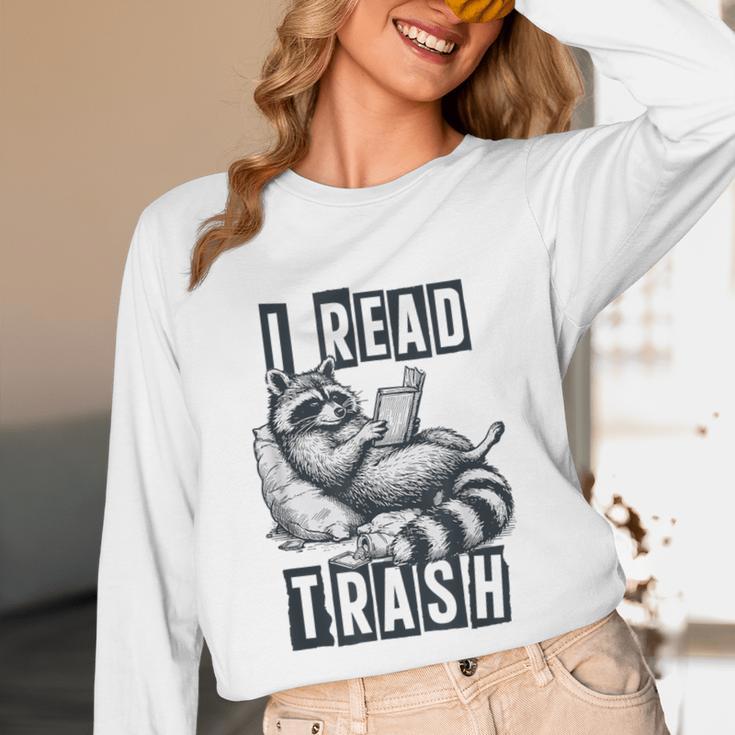Racoon Reading Spicy Smutty Book Booktok I Read Trashy Books Unisex Long Sleeve T-Shirt