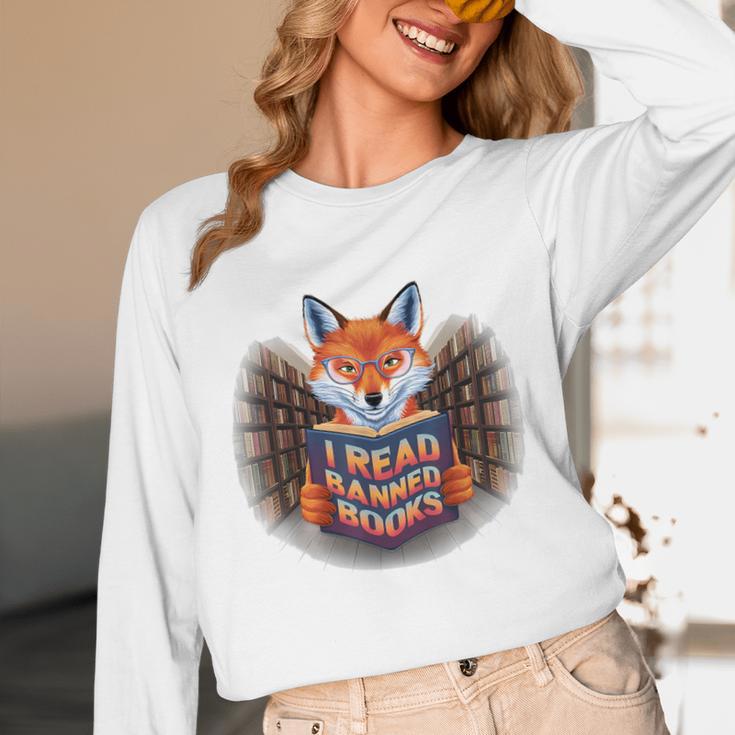 I Read Banned Books Sly Fox Reading Books Unisex Long Sleeve T-Shirt