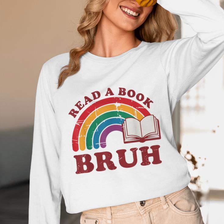 Read A Book Bruh Rainbow Vintage Reading Library Student Unisex Long Sleeve T-Shirt
