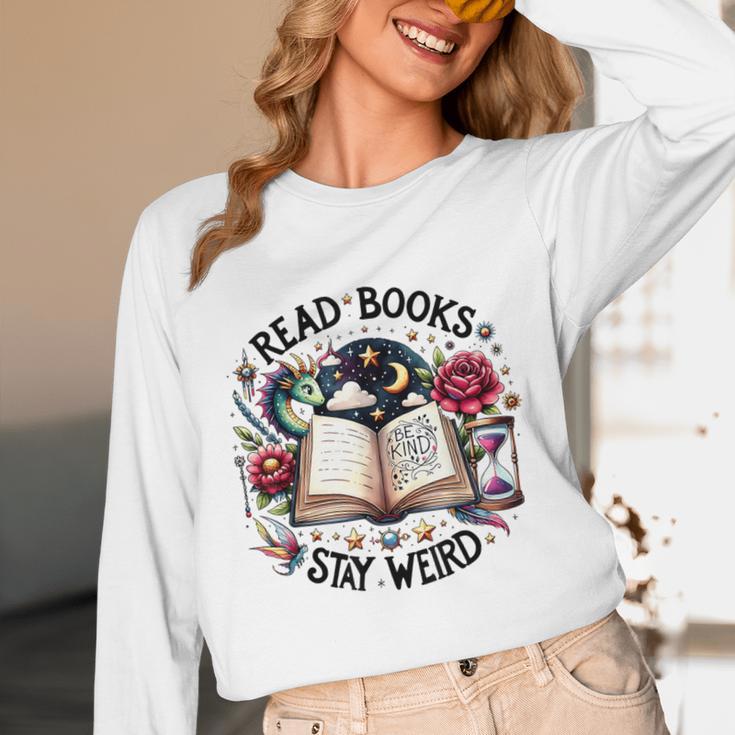 Read Books Be Kind Stay Weird Dragon Book Lover Unisex Long Sleeve T-Shirt