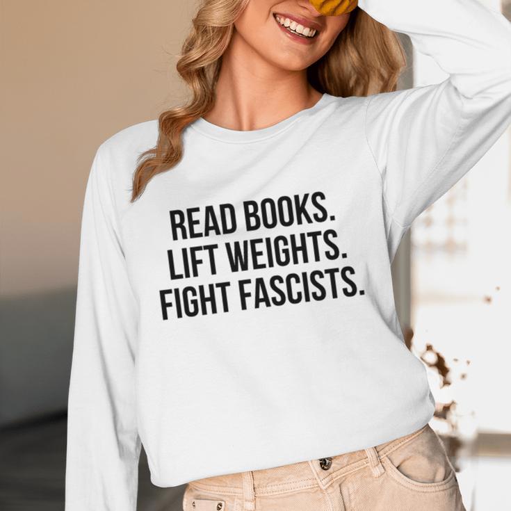 Read Books Lift Weights Fight Fascists Premium Tri-Blend Unisex Long Sleeve T-Shirt