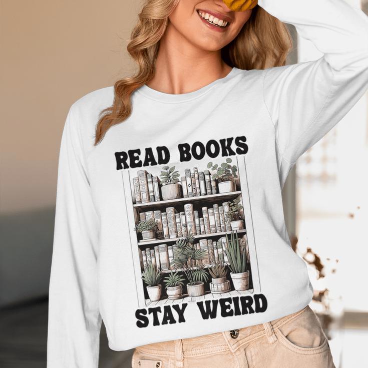 Read Books Stay Weird Book Lover Joke Introvert Reading Premium Unisex Long Sleeve T-Shirt