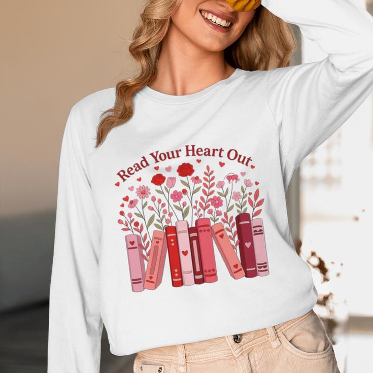 Read Your Heart Out Teacher Valentines Day Reading Book Unisex Long Sleeve T-Shirt