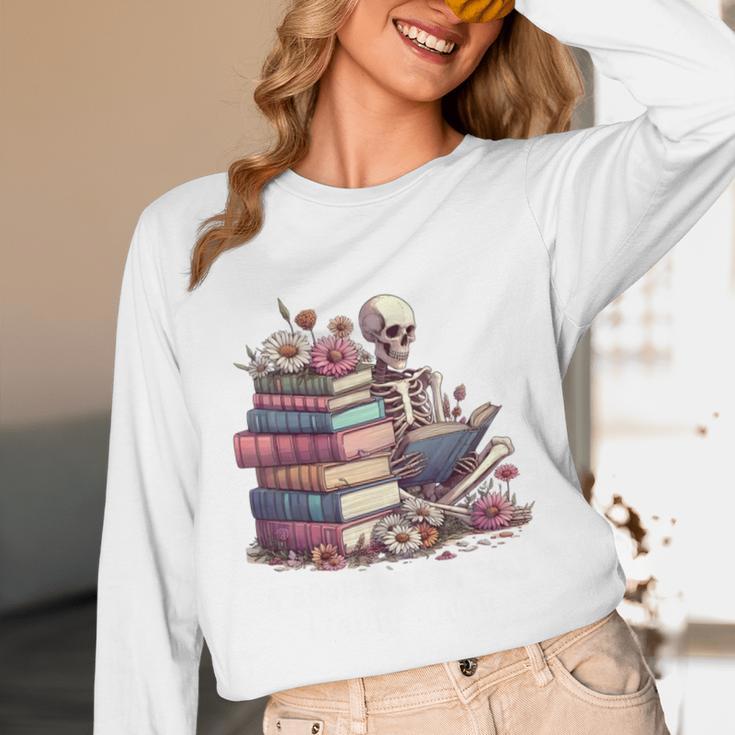 Reading A Book Per Day Keeps Reality Away Skeleton Books Unisex Long Sleeve T-Shirt Reading A Book Per Day Keeps Reality Away Skeleton Books Unisex Long Sleeve T-Shirt