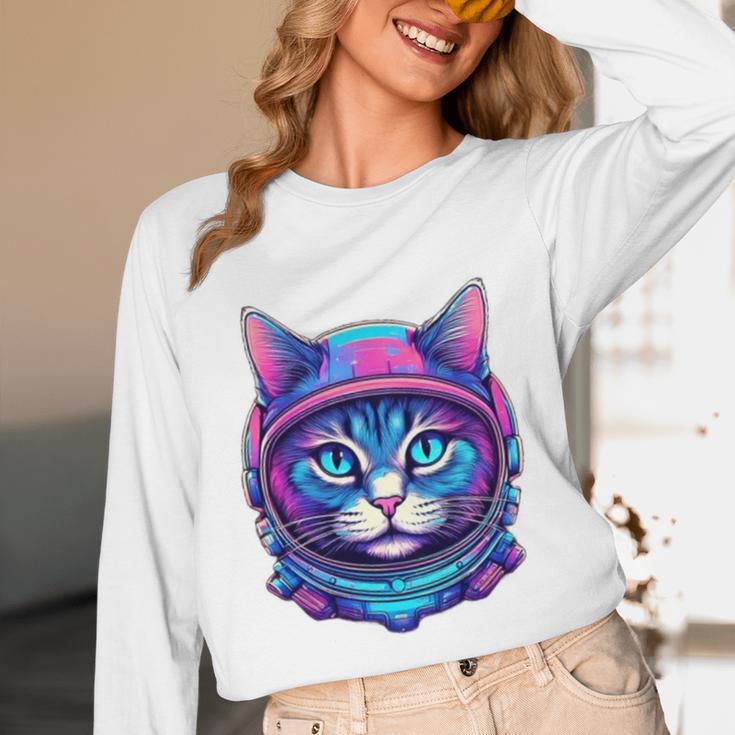 Retro 80s Cat In Space Suit Nostalgia Cat Vintage Astronaut Unisex Long Sleeve T-Shirt Retro 80s Cat In Space Suit Nostalgia Cat Vintage Astronaut Unisex Long Sleeve T-Shirt