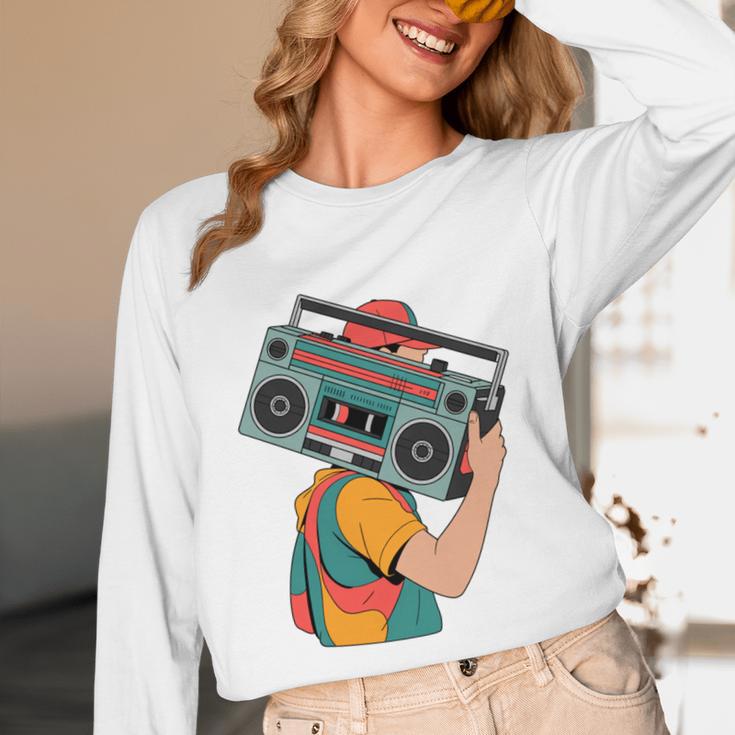 Retro 90s Boombox Nostalgia Party For Music Lovers Men Women Unisex Long Sleeve T-Shirt